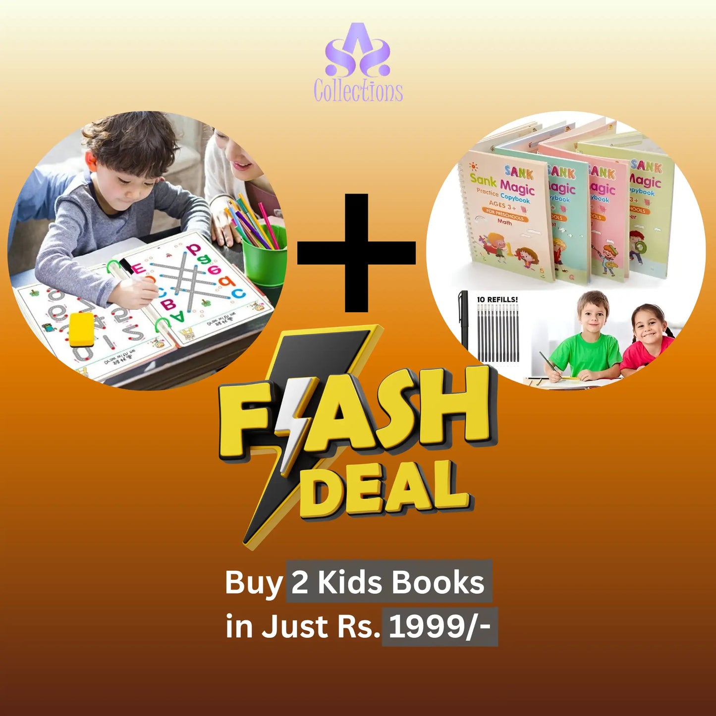 64 Pages Tracing Book + 4 Snack Magic Books Set