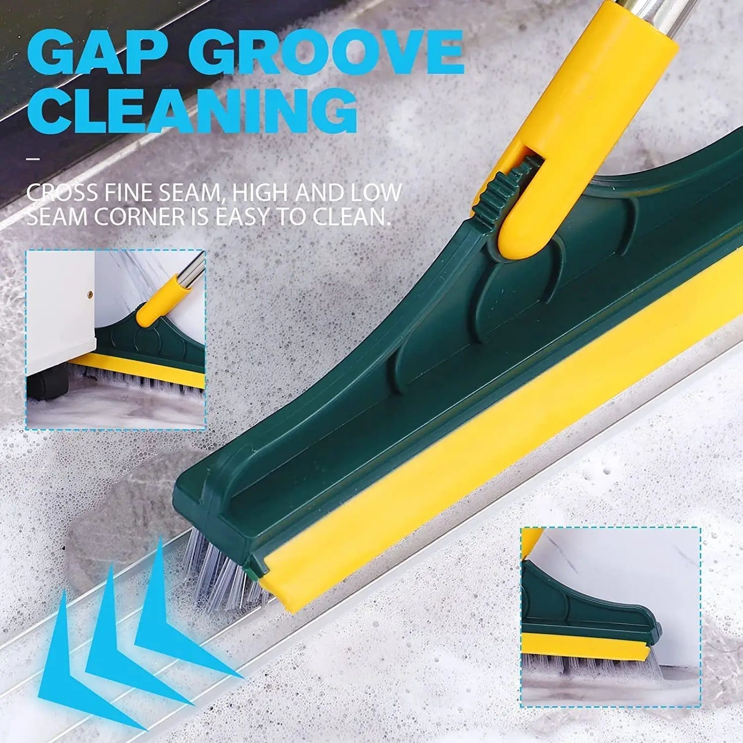 Broom Wiper 2 In 1 Dual Purpose Cleaning Tool With Strong Bristles And Built In Wiper Blade
