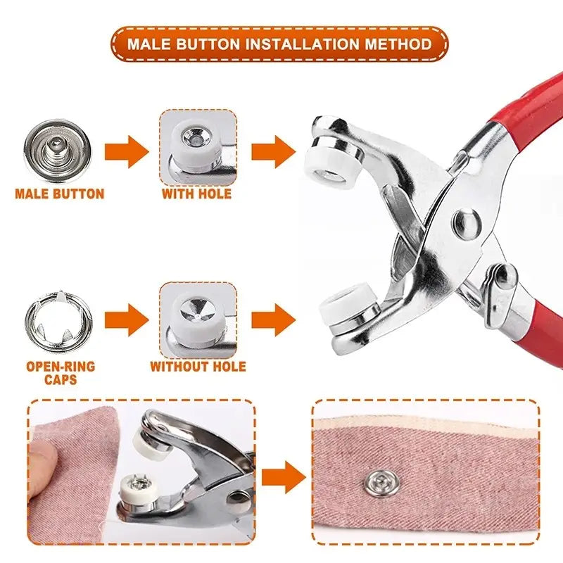 Hand Press Grommet Eyelet Plier Set | Hole Punch Kit with 50 Metal Eyelets