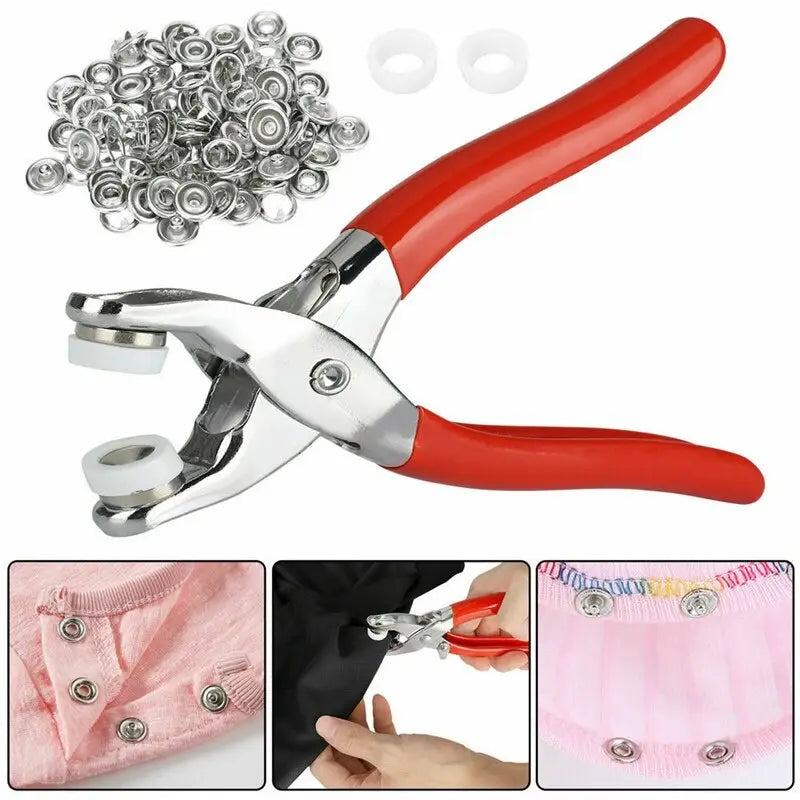Hand Press Grommet Eyelet Plier Set | Hole Punch Kit with 50 Metal Eyelets
