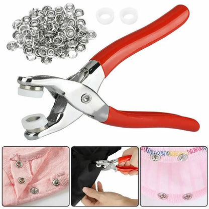 Hand Press Grommet Eyelet Plier Set | Hole Punch Kit with 50 Metal Eyelets