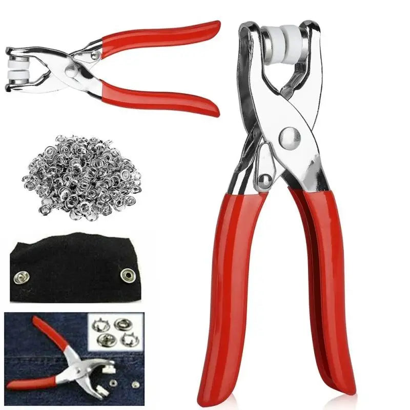 Hand Press Grommet Eyelet Plier Set | Hole Punch Kit with 50 Metal Eyelets