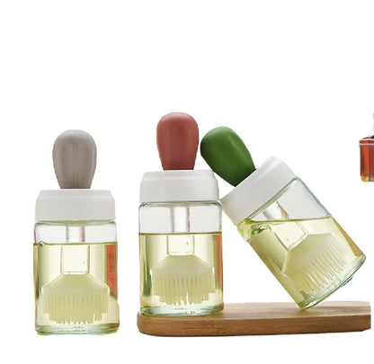 Oil Dispenser Bottle With Silicone Brush 2 In 1 Cooking Oil Tank And Basting Brush Heat