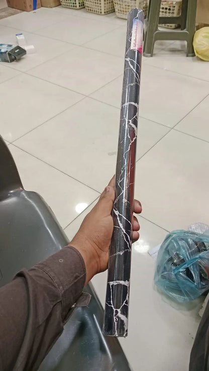 Self-Adhesive Kitchen Marble Sheet – Waterproof & Heat Resistant Wall Sticker for Kitchen, Bathroom & Living Room | Anti-Oil Black Marble Wallpaper (60 × 200 cm)