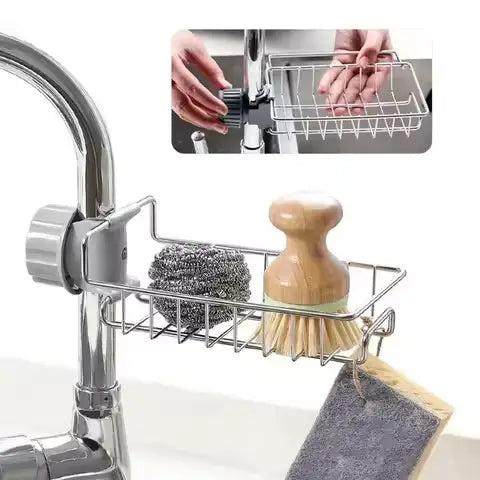 Stainless Steel Adjusting Multifunctional Kitchen Faucet Sponge Holder