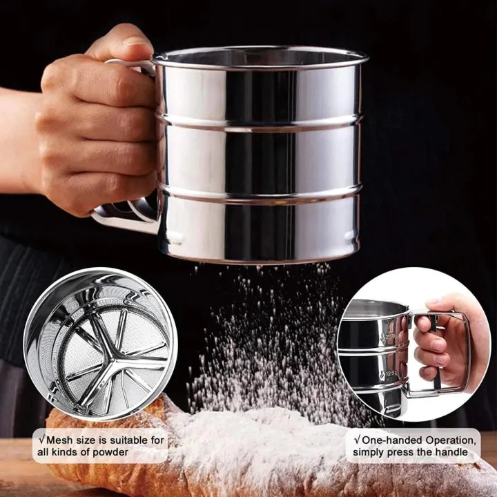 Stainless Steel Flour Sifter For Baking And Kitchen Use